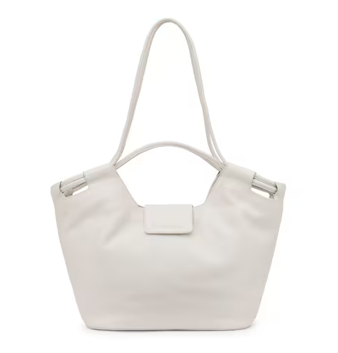 Large White Leather Tote Bag