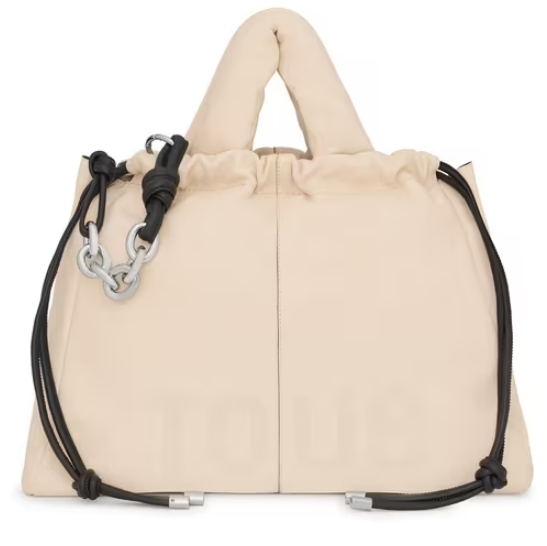 Large Beige Leather One-Shoulder Bag
