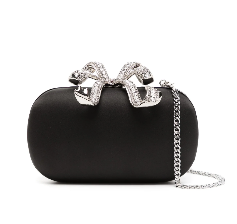 Black Satin Bow Clutch