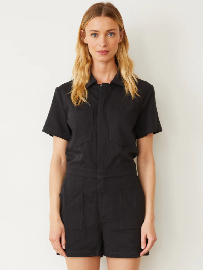 Faded Black Soft Twill Romper